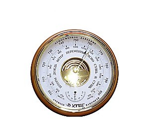 Барометр УТЕС БТК-СН-14 с термометром (корпус-дерево, диам.175 130мм, откр.механизм)
