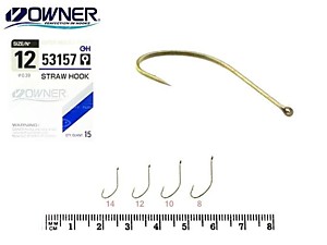Крючки Owner серия 53157 Straw Hook с длинным цевьем и скошенным загибом